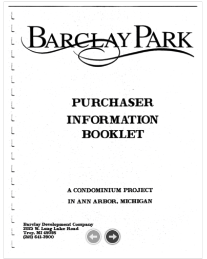 Screenshot of the Purchaser Information Booklet